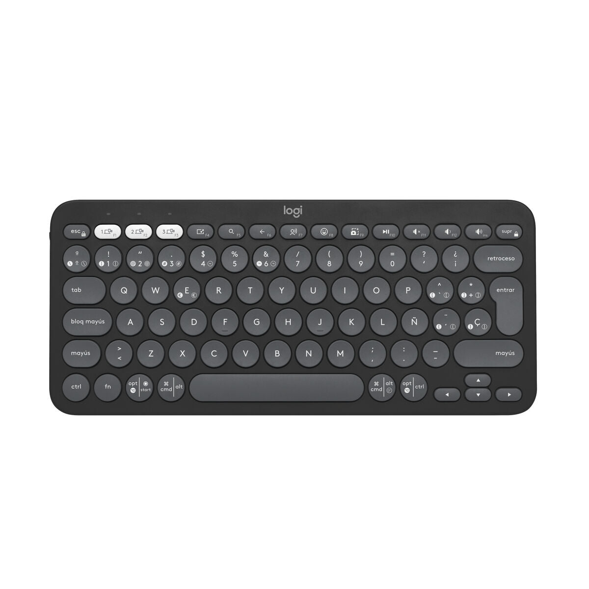 Keyboard and Mouse Logitech K380S Graphite Spanish Qwerty Keyboard and Mouse Logitech K380S Graphite Spanish Qwerty