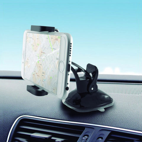Mobile Phone Holder for Car with Suction Cup KSIX 360º Black Mobile Phone Holder for Car with Suction Cup KSIX 360º Black