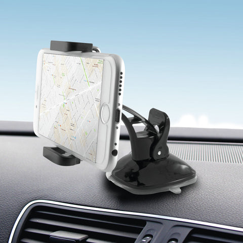 Mobile Phone Holder for Car with Suction Cup KSIX 360º Black Mobile Phone Holder for Car with Suction Cup KSIX 360º Black