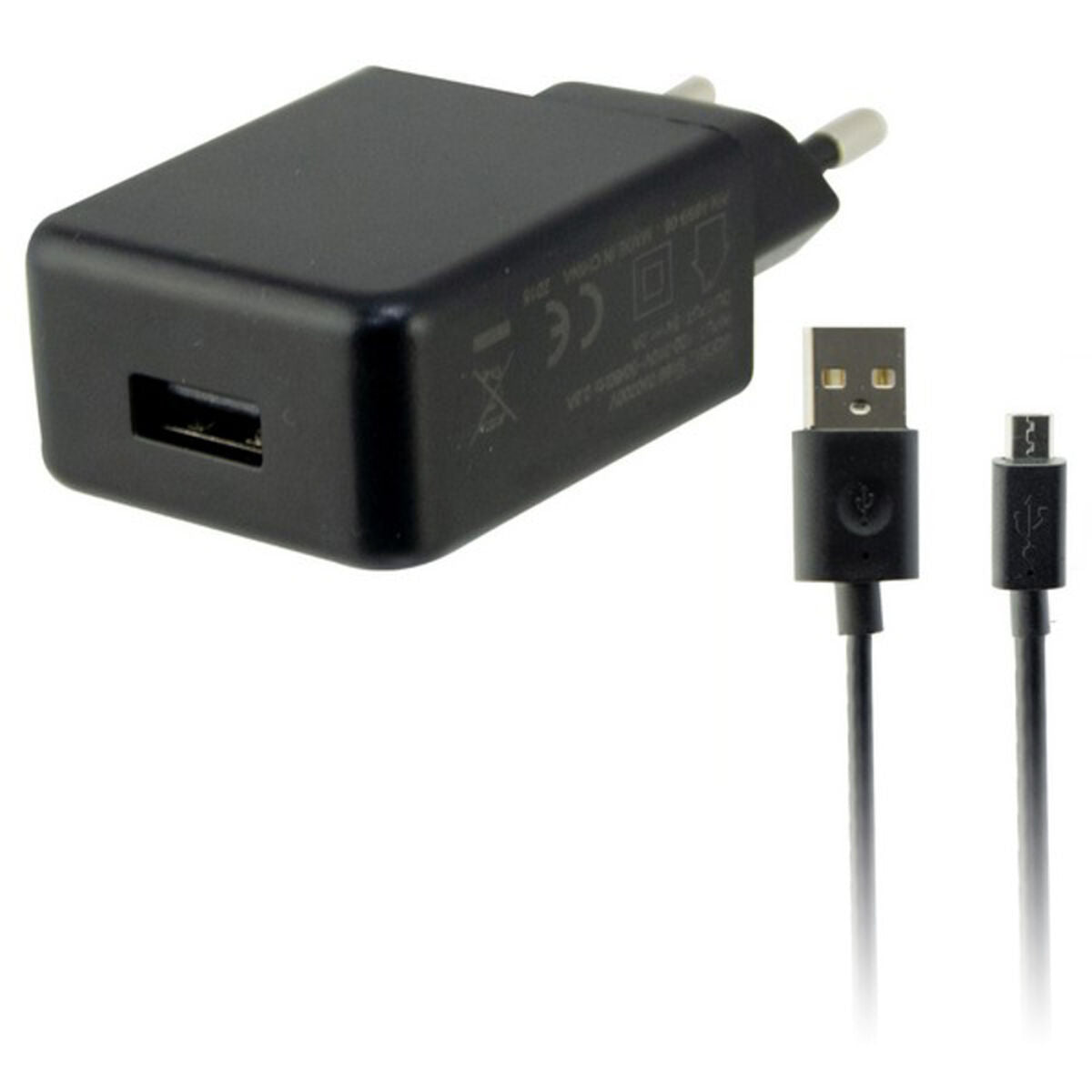 Wall Charger + USB Micro Cable KSIX USB 2A Black Wall Charger + USB Micro Cable KSIX USB 2A Black