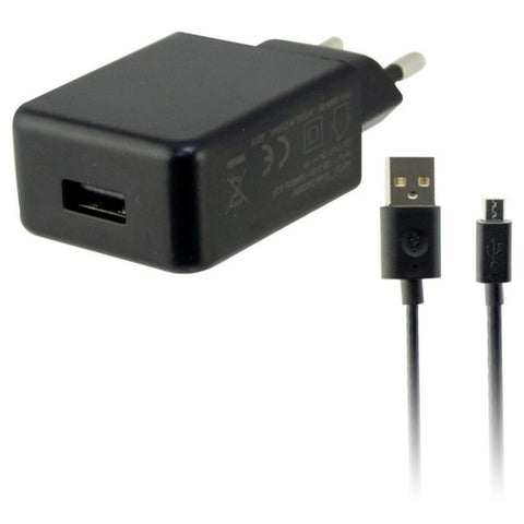 Wall Charger + USB Micro Cable KSIX USB 2A Black Wall Charger + USB Micro Cable KSIX USB 2A Black