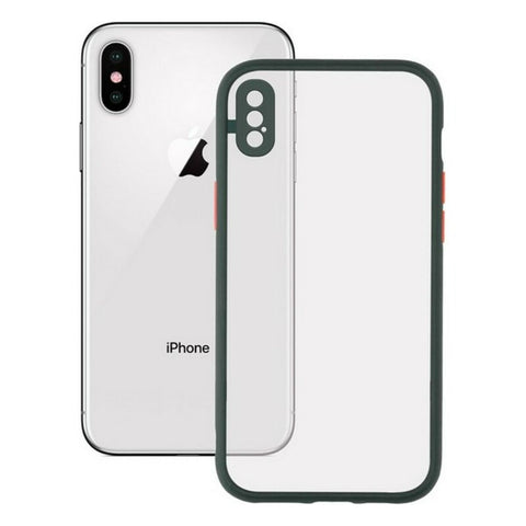 Mobile cover iPhone X/XS KSIX Duo Soft Green Mobile cover iPhone X/XS KSIX Duo Soft Green