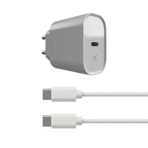 Wall Charger + USB C Cable KSIX White 20W Wall Charger + USB C Cable KSIX White 20W