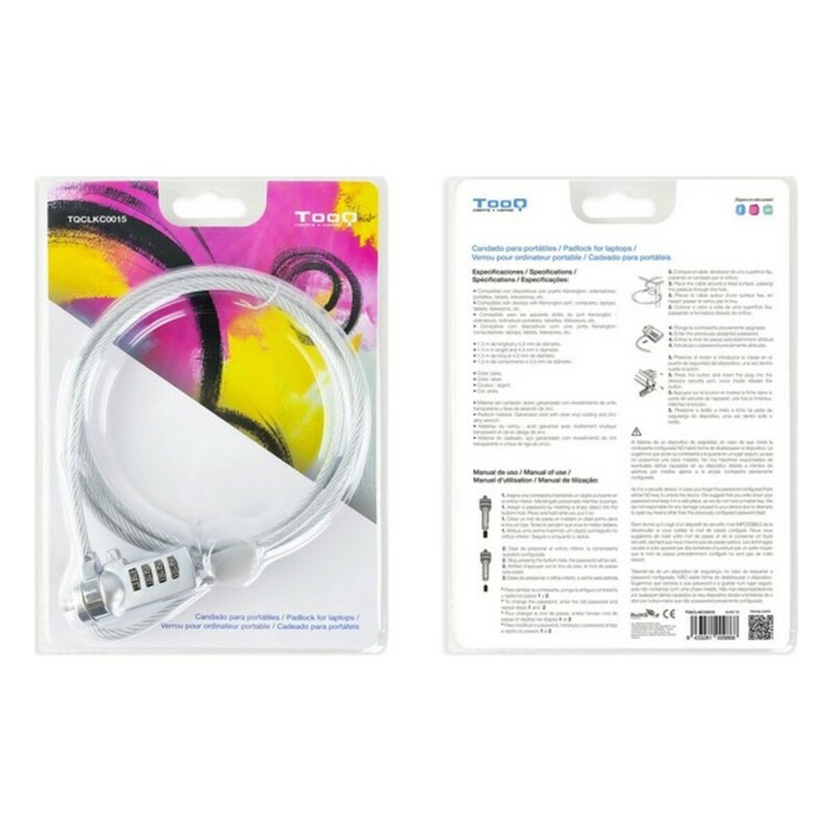 Security Cable TooQ TQCLKC0015 1,5 m Security Cable TooQ TQCLKC0015 1,5 m