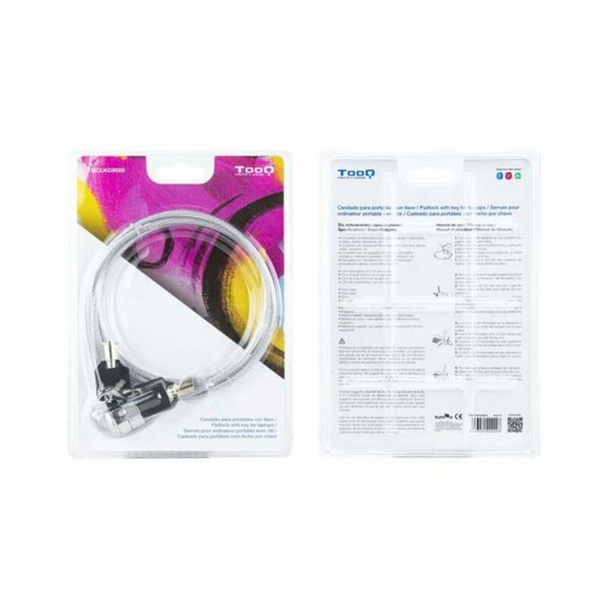 Security Cable TooQ TQCLKC0025 Laptop Silver 1,5 m Security Cable TooQ TQCLKC0025 Laptop Silver 1,5 m