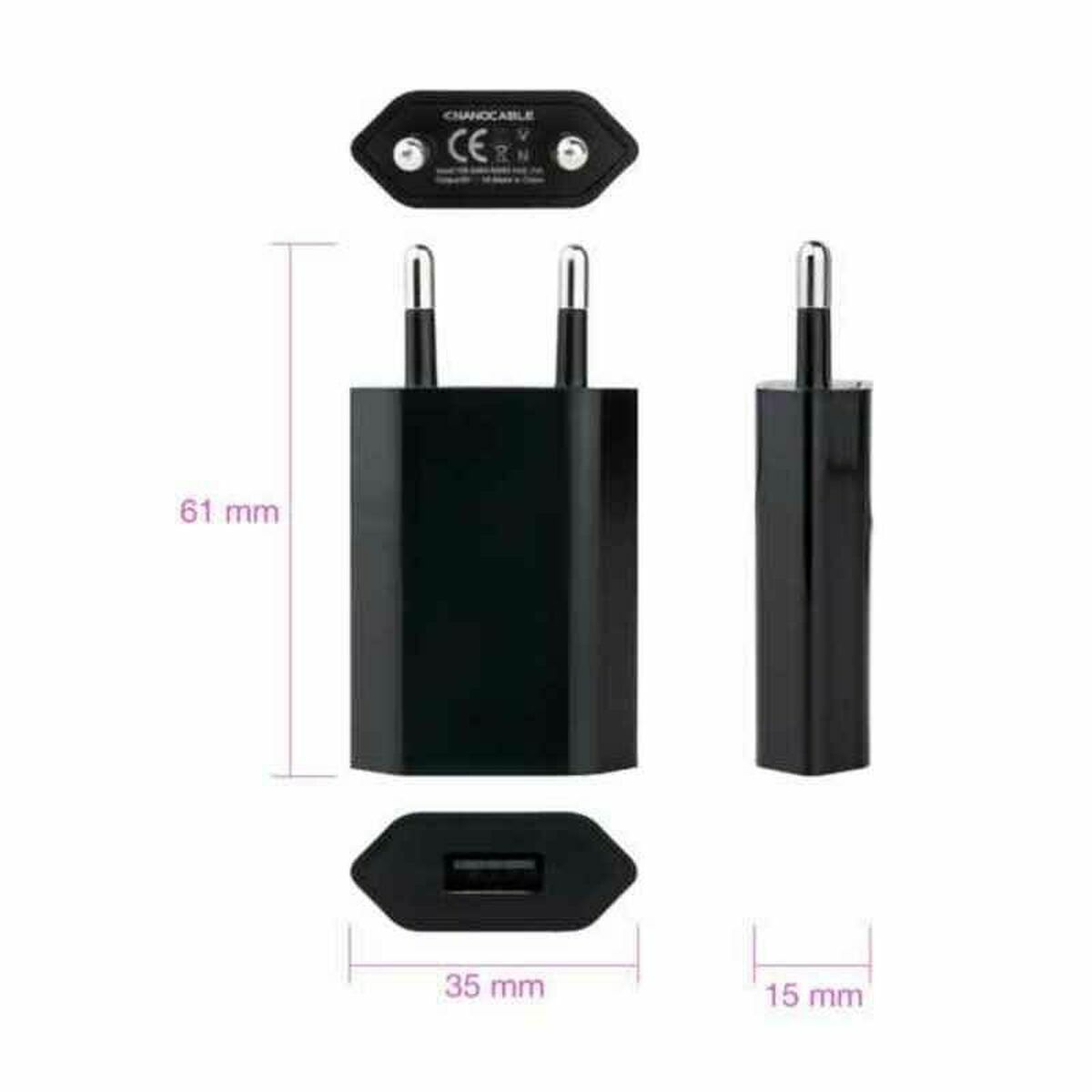 Usb Charger TooQ 10.10.2002 Black 5 W Usb Charger TooQ 10.10.2002 Black 5 W