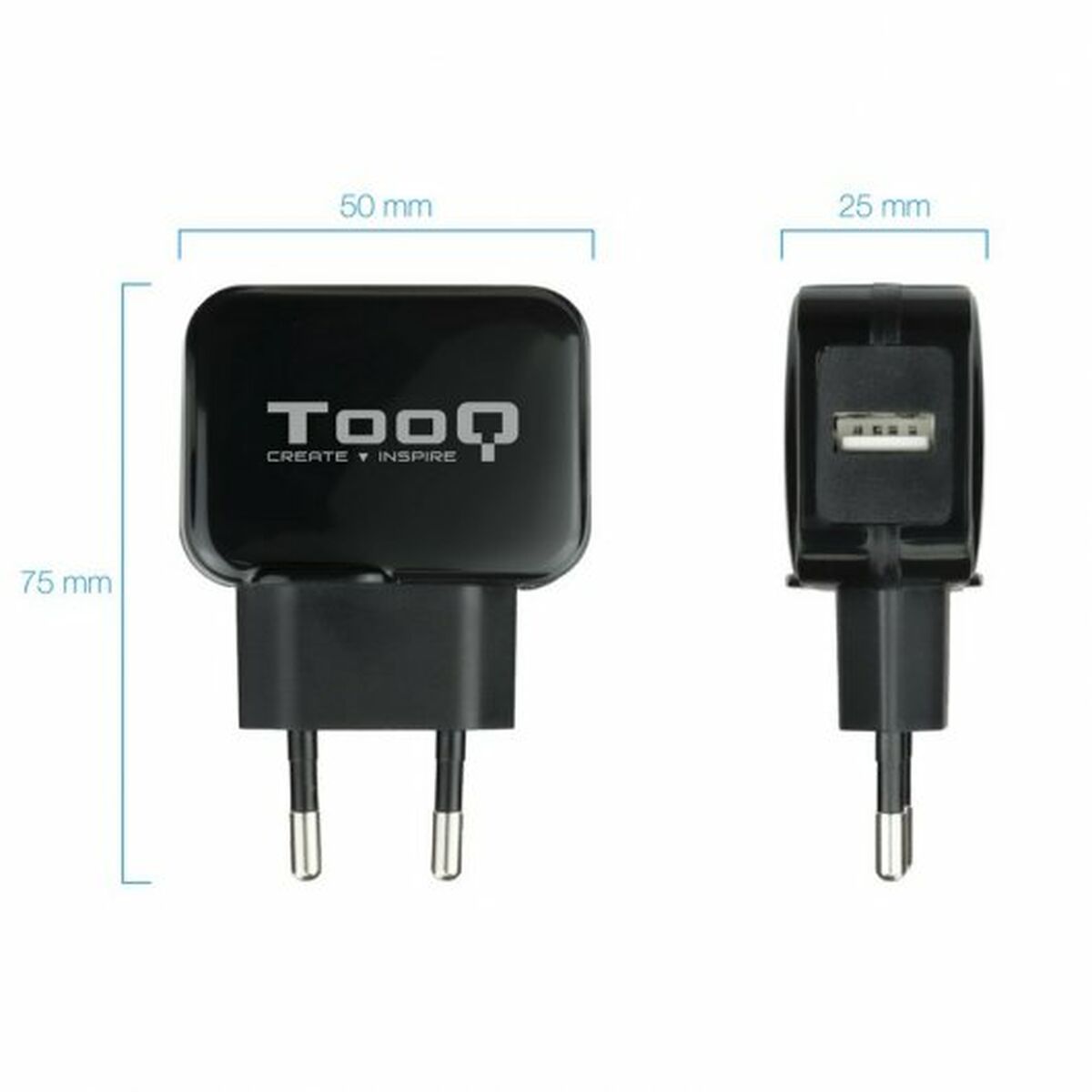 Wall Charger TooQ TQWC-1S01 Black 12 W Wall Charger TooQ TQWC-1S01 Black 12 W