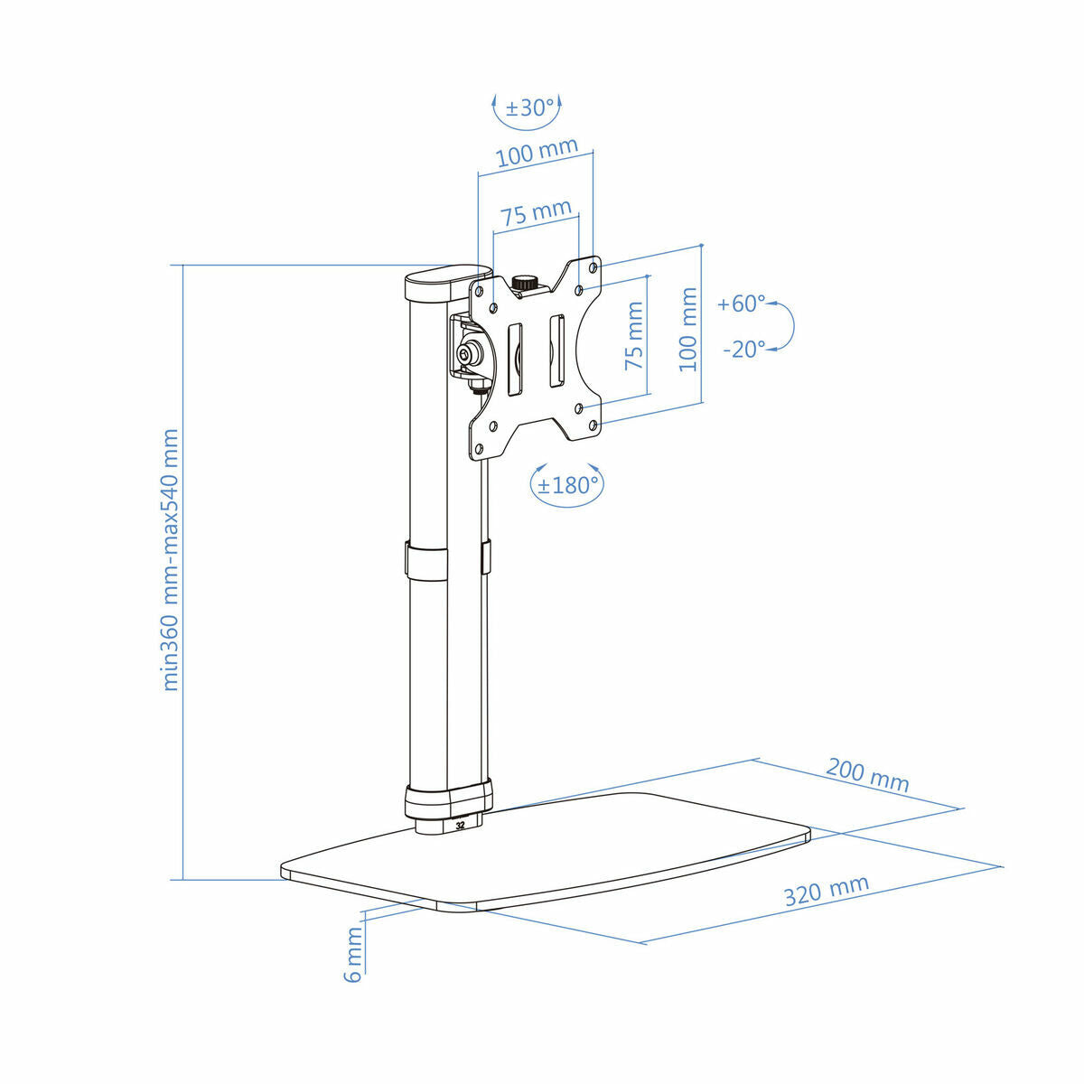 Screen Table Support TooQ DB1127TN-W 17"-27" Screen Table Support TooQ DB1127TN-W 17"-27"