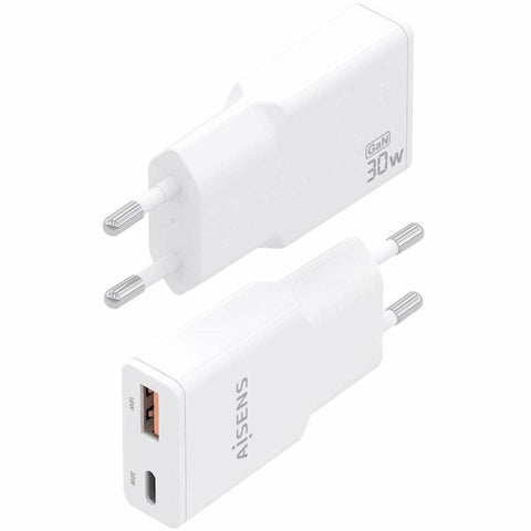 Wall Charger Aisens ASCH-30W2P046-W White 30 W Wall Charger Aisens ASCH-30W2P046-W White 30 W