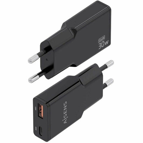 Wall Charger Aisens ASCH-30W2P047-BK Black 30 W Wall Charger Aisens ASCH-30W2P047-BK Black 30 W