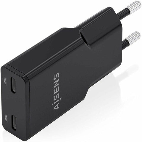 Wall Charger Aisens ASCH-30W2P049-BK Black 30 W Wall Charger Aisens ASCH-30W2P049-BK Black 30 W