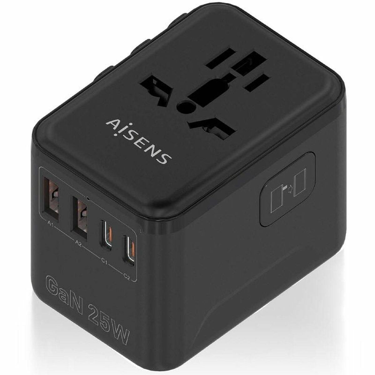 Wall Charger Aisens ASPS-2A2C08-BK 25 W Black Wall Charger Aisens ASPS-2A2C08-BK 25 W Black