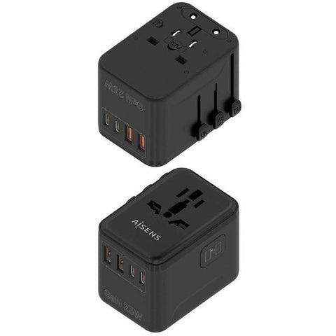 Wall Charger Aisens ASPS-2A2C08-BK 25 W Black Wall Charger Aisens ASPS-2A2C08-BK 25 W Black