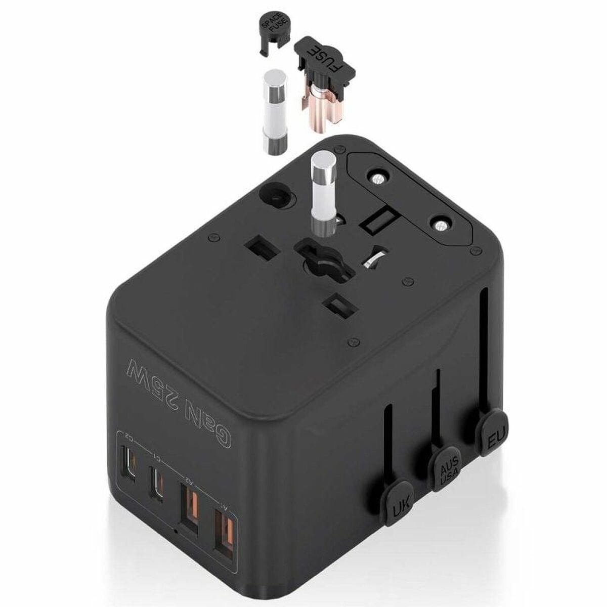 Wall Charger Aisens ASPS-2A2C08-BK 25 W Black Wall Charger Aisens ASPS-2A2C08-BK 25 W Black