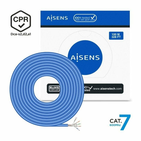 FTP Category 7 Rigid Network Cable Aisens AWG23 Blue 100 m FTP Category 7 Rigid Network Cable Aisens AWG23 Blue 100 m