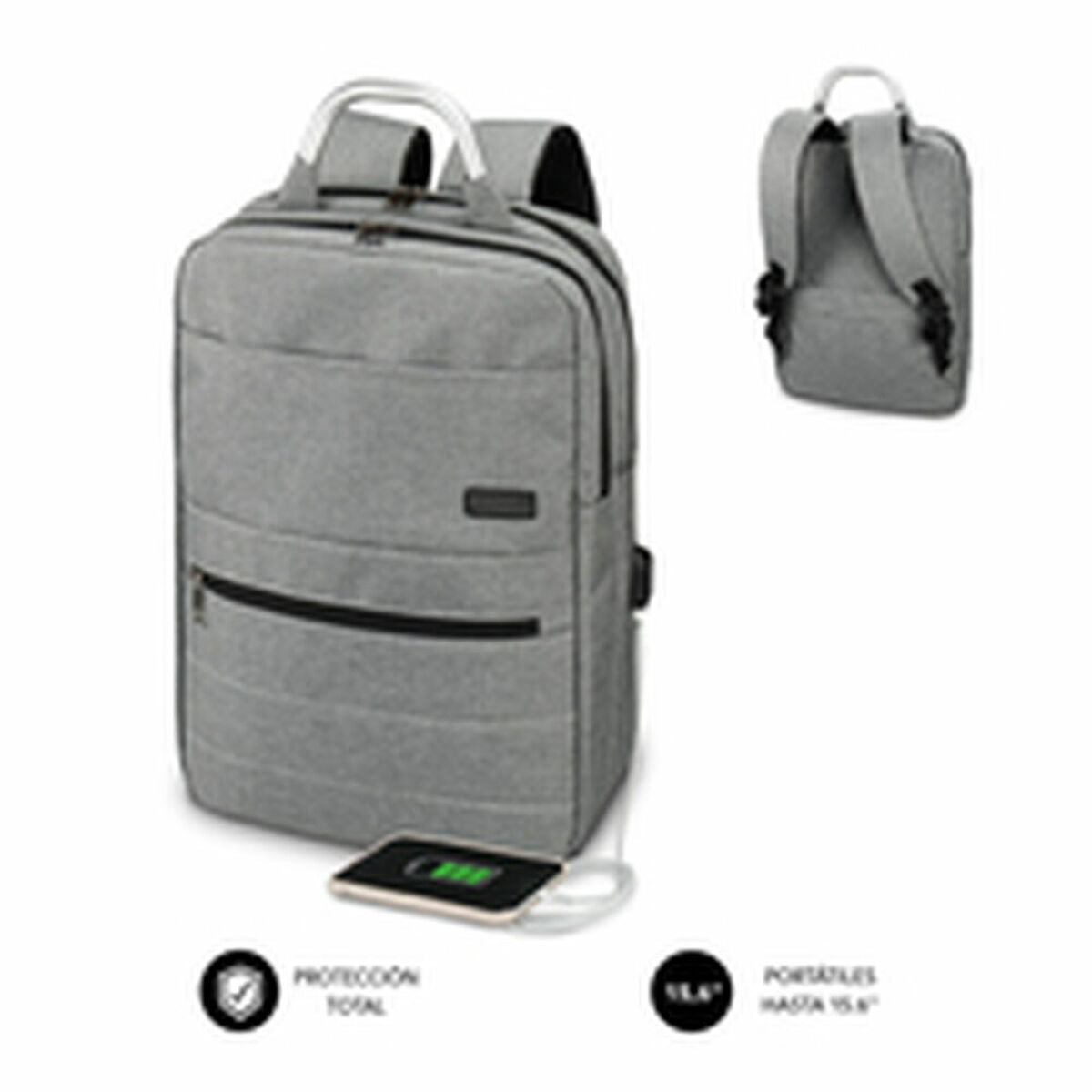 Rucksack for Laptop and Tablet with USB Output Subblim MOCHILA ELITE AIRPADDING 15.6'' GREY Rucksack for Laptop and Tablet with USB Output Subblim MOCHILA ELITE AIRPADDING 15.6'' GREY