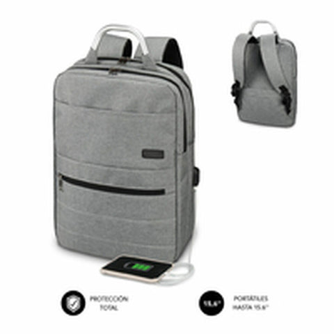 Rucksack for Laptop and Tablet with USB Output Subblim MOCHILA ELITE AIRPADDING 15.6'' GREY Rucksack for Laptop and Tablet with USB Output Subblim MOCHILA ELITE AIRPADDING 15.6'' GREY