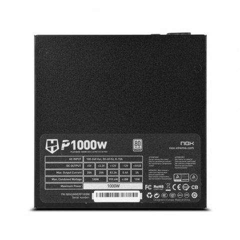 Power supply Nox-Xtreme NXHUMMERP1000W ATX 1000 W 80 PLUS Platinum Power supply Nox-Xtreme NXHUMMERP1000W ATX 1000 W 80 PLUS Platinum