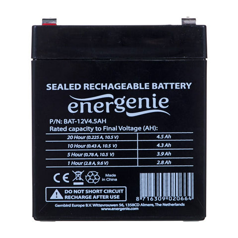 Battery for Uninterruptible Power Supply System UPS GEMBIRD BAT-12V4.5AH 4500 mAh 12 V Battery for Uninterruptible Power Supply System UPS GEMBIRD BAT-12V4.5AH 4500 mAh 12 V