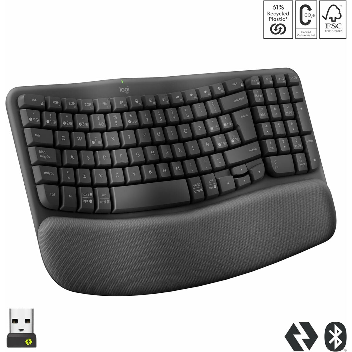 Keyboard Logitech 920-012296 Graphite Spanish QWERTY Keyboard Logitech 920-012296 Graphite Spanish QWERTY