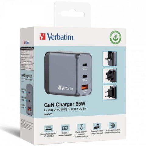 Wall Charger Verbatim GNC-65 Black 65 W Universal (10 Units) Wall Charger Verbatim GNC-65 Black 65 W Universal (10 Units)
