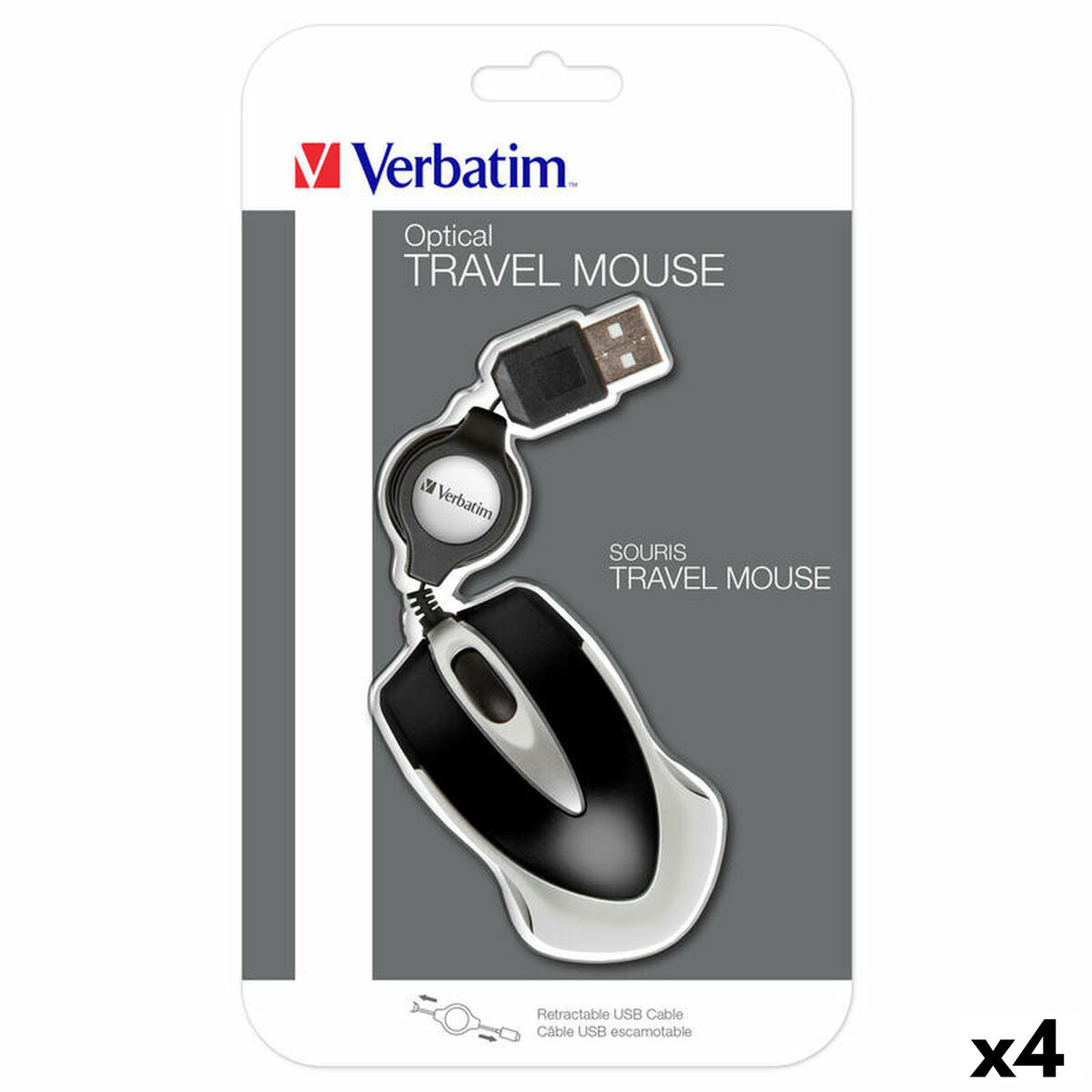 Mini Optical Mouse Verbatim Go Mini Black (4 Units) Mini Optical Mouse Verbatim Go Mini Black (4 Units)