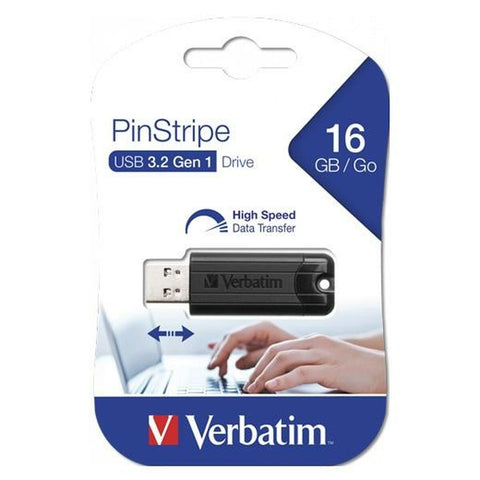 Pendrive Verbatim Pinstripe Black 16 GB (10 Units) Pendrive Verbatim Pinstripe Black 16 GB (10 Units)