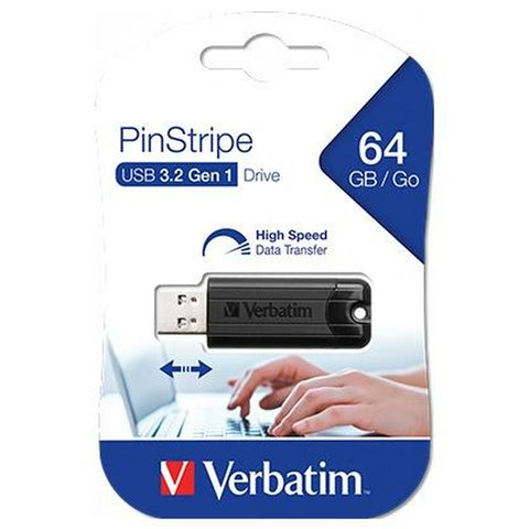 Pendrive Verbatim Pinstripe Black 64 GB (10 Units) Pendrive Verbatim Pinstripe Black 64 GB (10 Units)