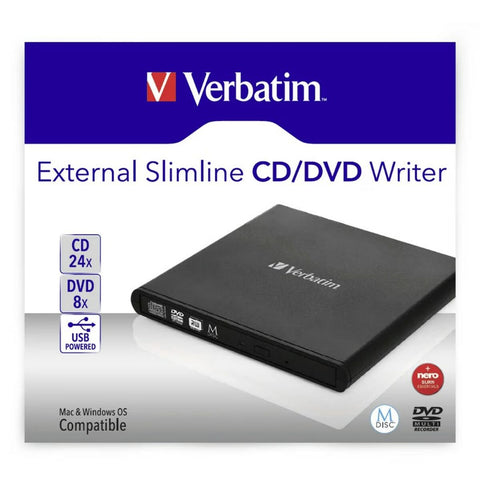 External Recorder Verbatim Slimline CD/DVD Black External Recorder Verbatim Slimline CD/DVD Black
