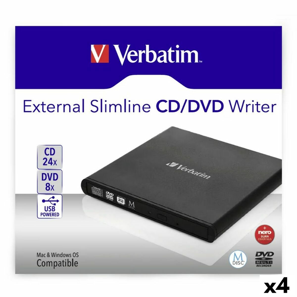 External Recorder Verbatim Slimline CD/DVD Black External Recorder Verbatim Slimline CD/DVD Black