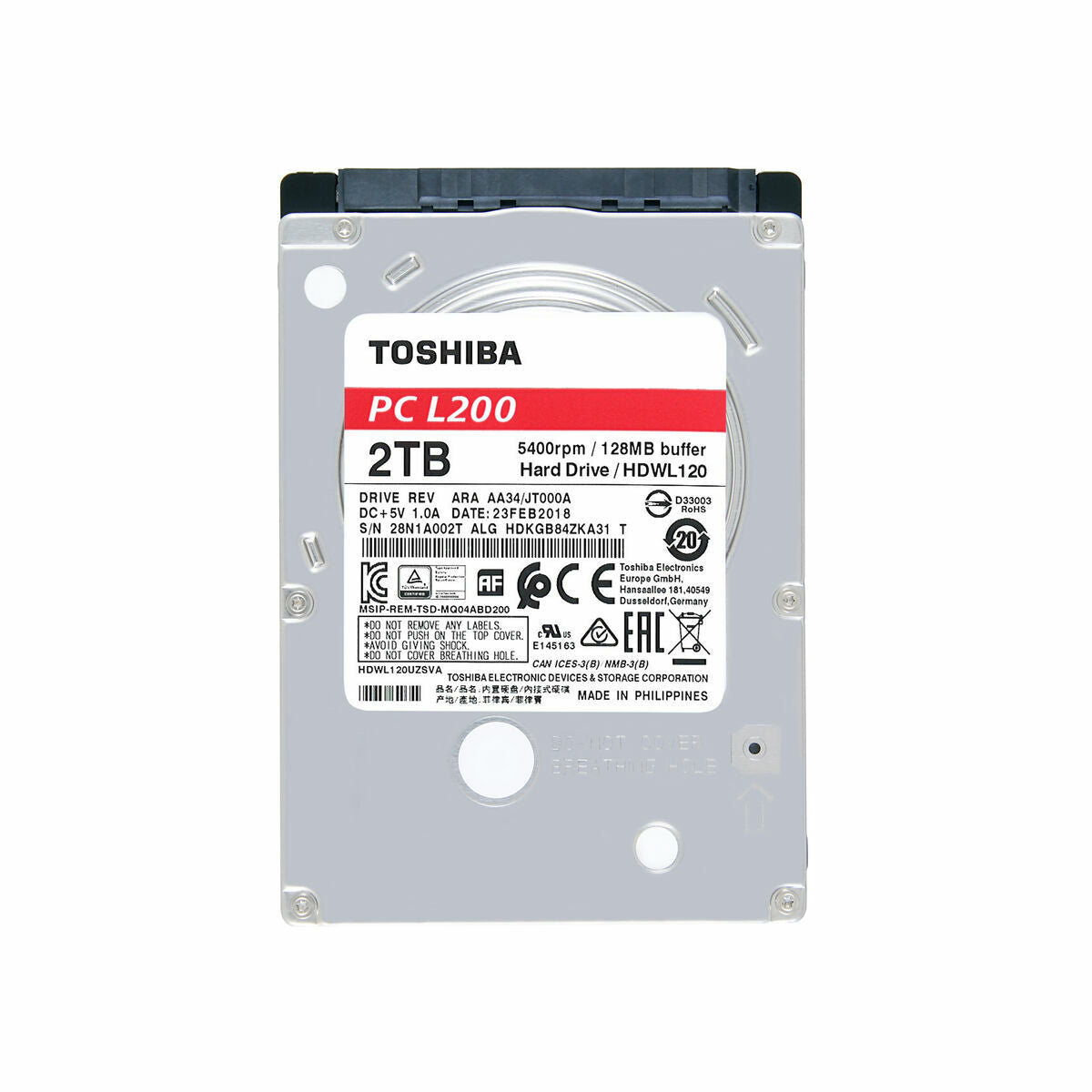 Hard Drive Toshiba HDKGB91ZKA01T 2,5" 2 TB