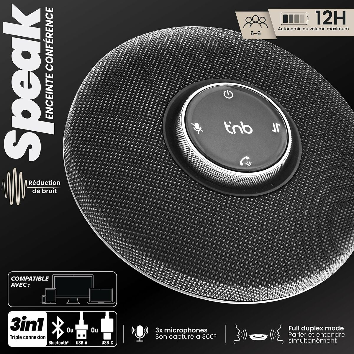 Portable Bluetooth Speakers T'NB CFSPEAKERBT Black