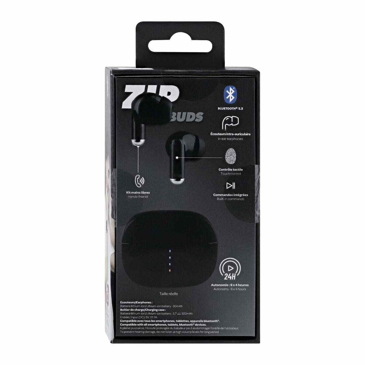Wireless Earphones with Charging Case T'NB ZIP 2 Black