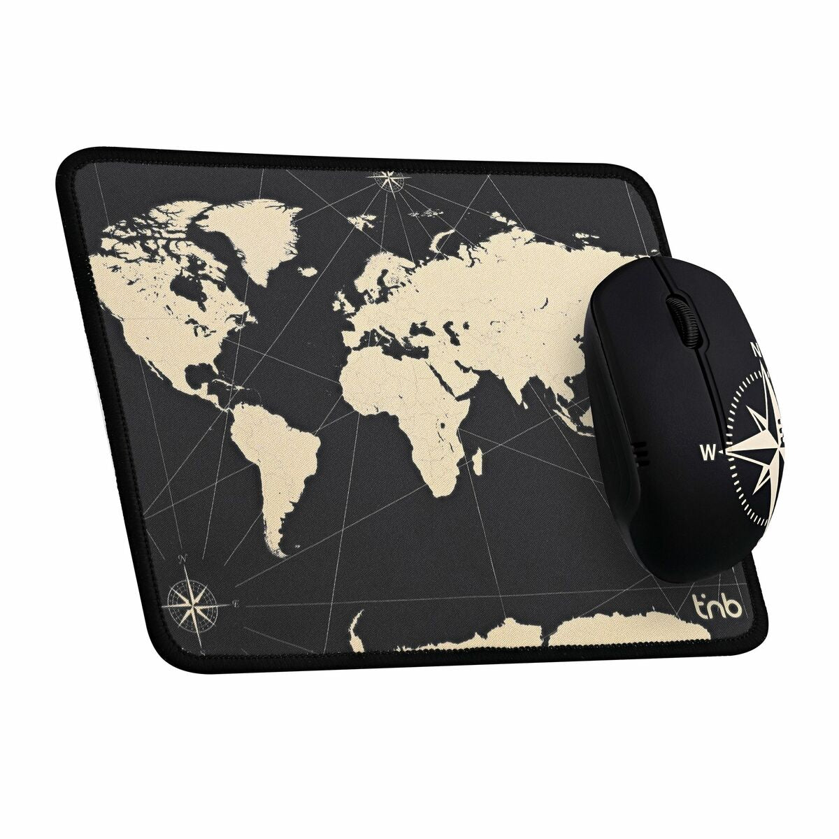 Gaming Mouse and Mat T'NB TNB TRAVEL Black World Map