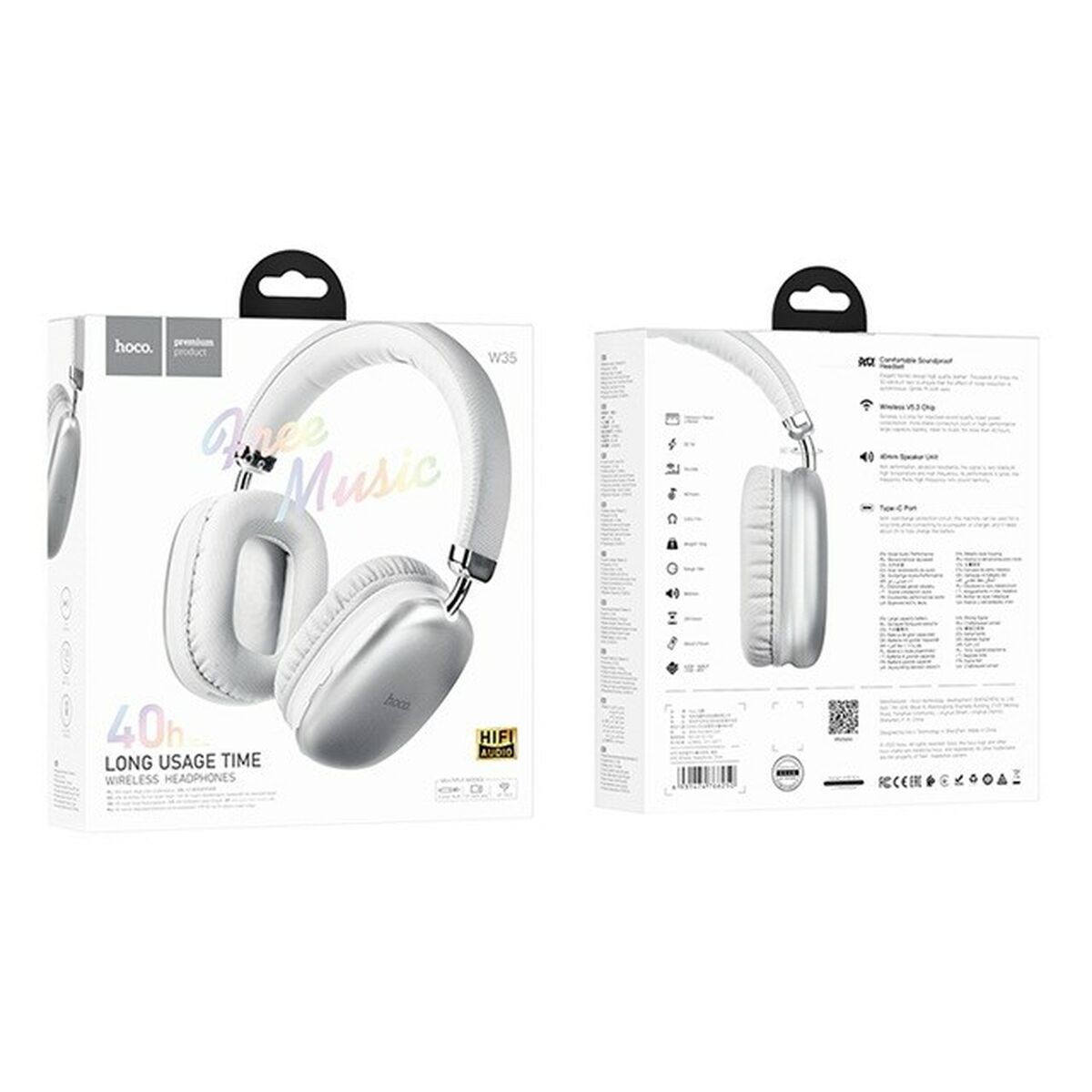 Bluetooth Headphones Hoco W35 Silver