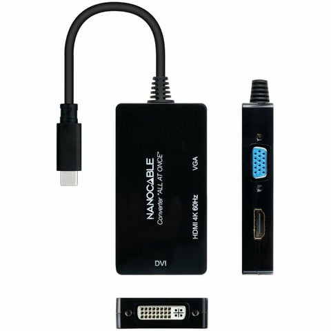 USB-C to VGA/HDMI/DVI Adapter NANOCABLE 10.16.4301-ALL 20 cm Black