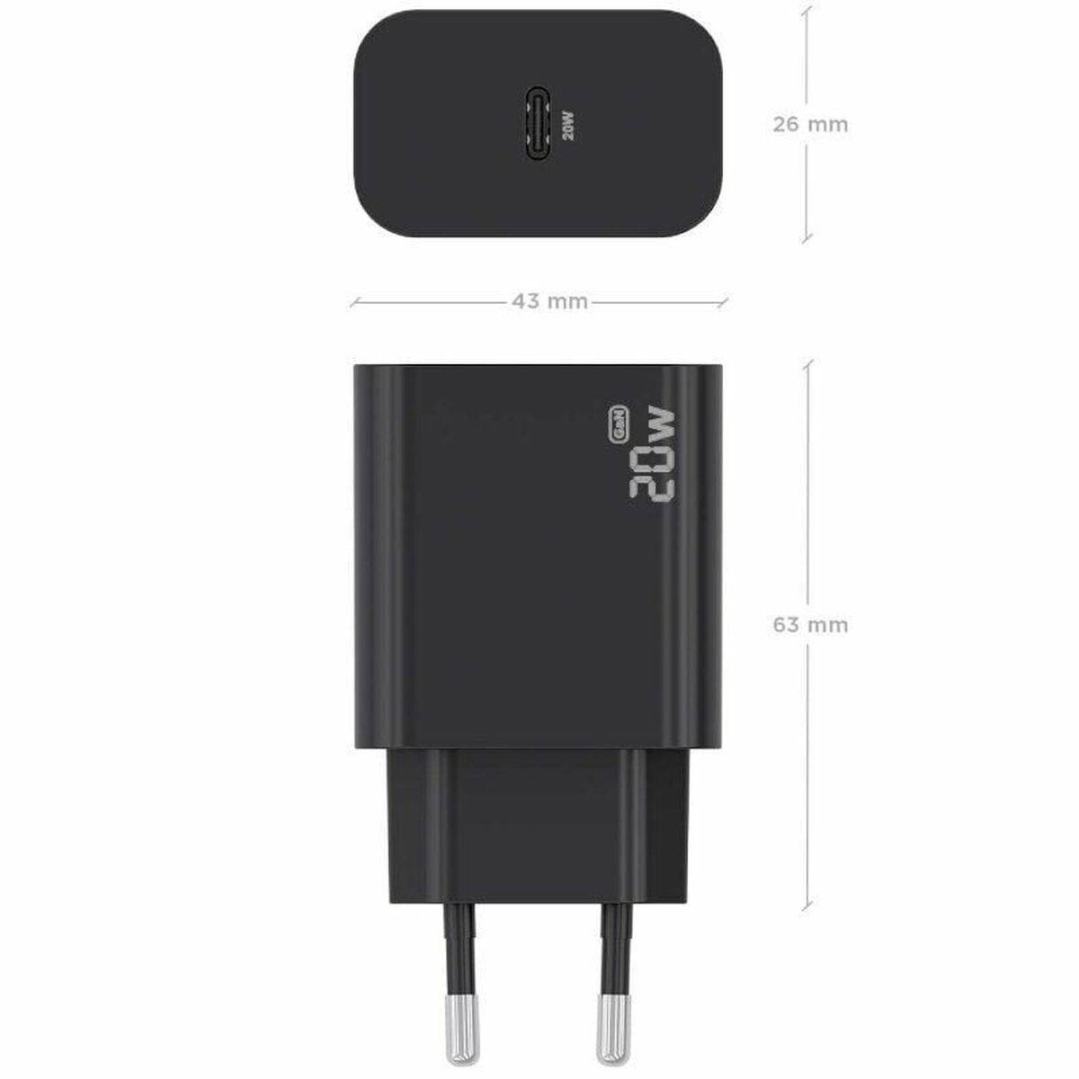 Wall Charger Aisens A110-0939 Black 20 W
