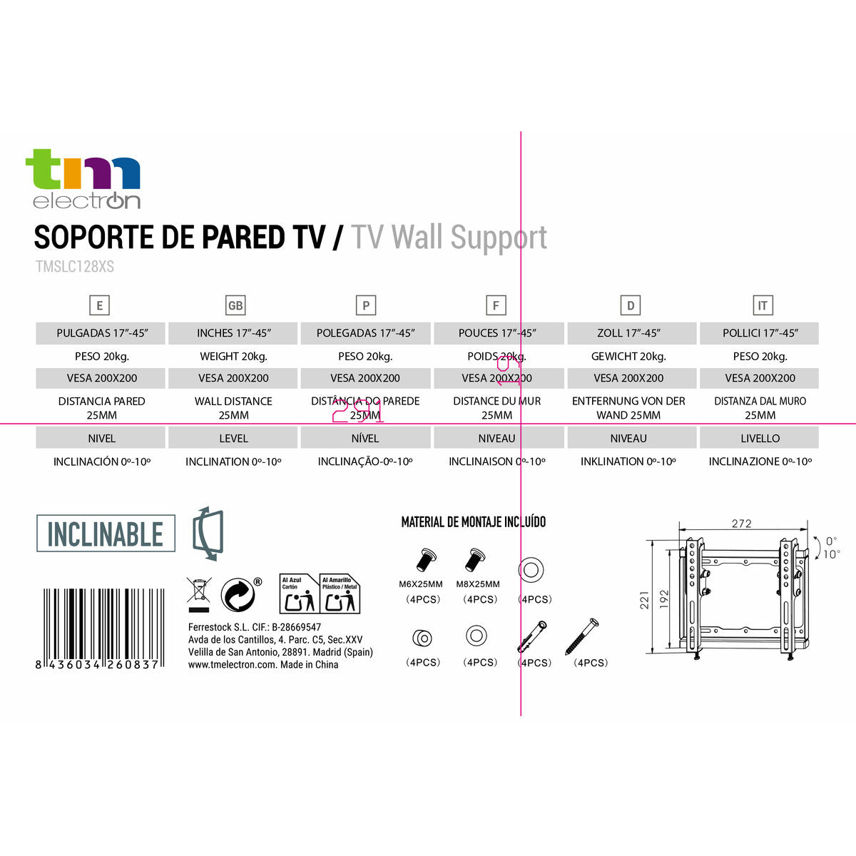 TV Mount TM Electron 20 kg 17"-42"