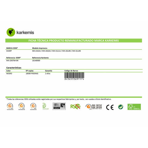 Original Toner Karkemis MX-23GTBA Black