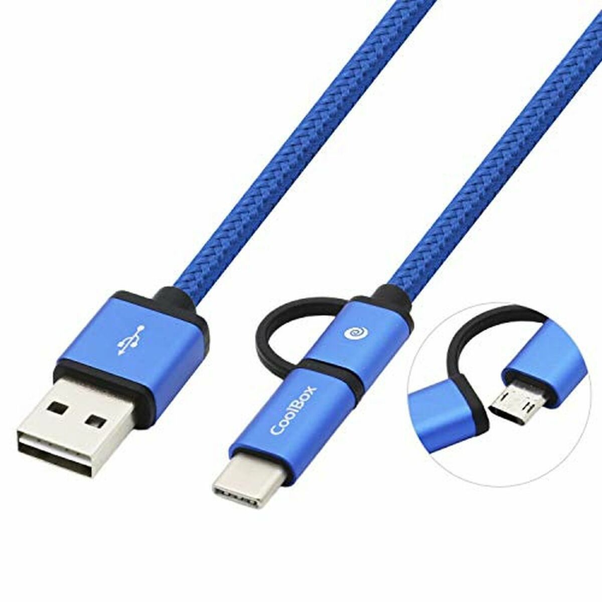USB Cable to Micro USB and USB-C CoolBox COO-CAB-U2MC-BL Blue