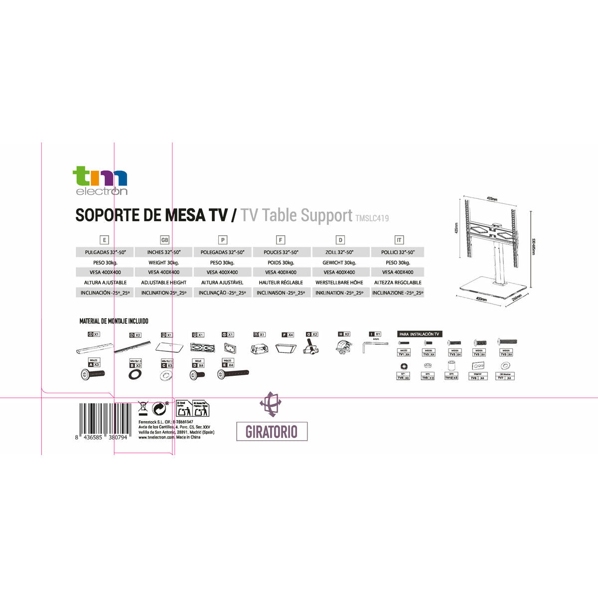 TV Mount TM Electron 32"-50" 30 Kg