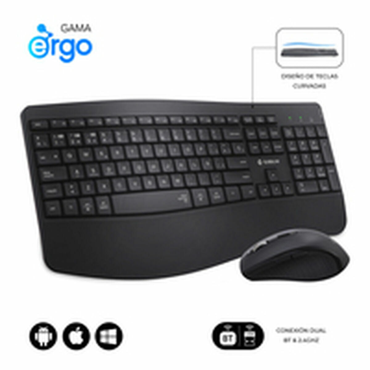Keyboard and Mouse Subblim SUBKBC-DCOPW2 Black Spanish Qwerty