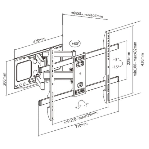 Wall Bracket GEMBIRD WM-80ST-02 37" 80"