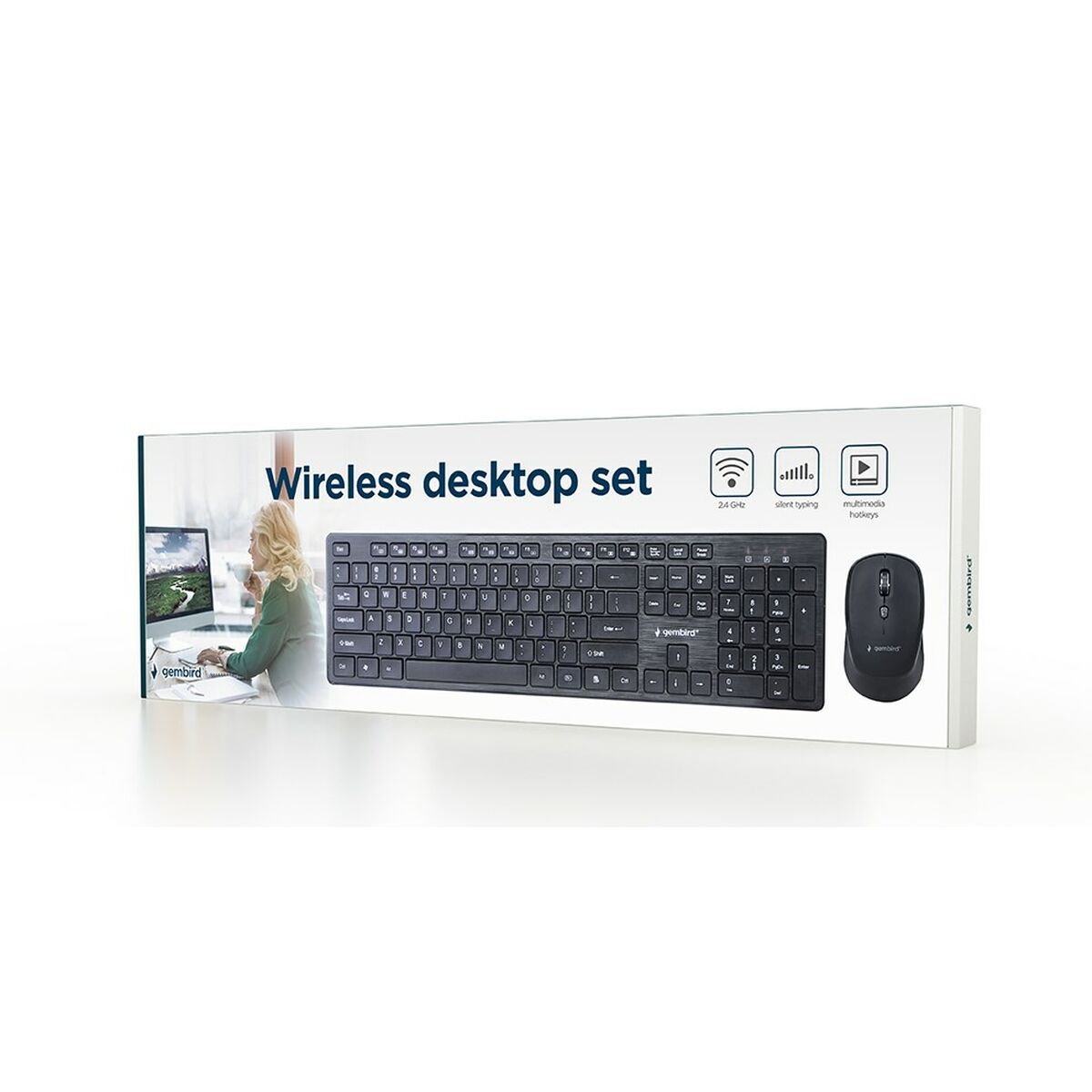 Keyboard and Wireless Mouse GEMBIRD KBS-WCH-04 Black English QWERTY
