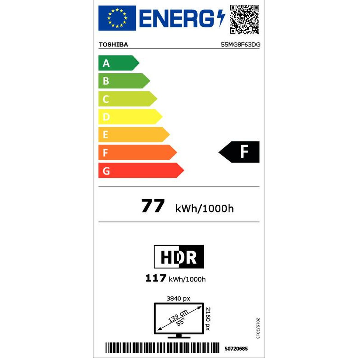 Smart TV Toshiba 55MG8F63DG 55" 4K Ultra HD LED HDR HDR10 DVB-T2 Google Assistant Direct-LED LCD DVB-S2